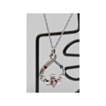 925 STERLING SILVER ALEXANDRITE, RUBELLITE & SAPPHIRE CHAIN WITH PENDANT