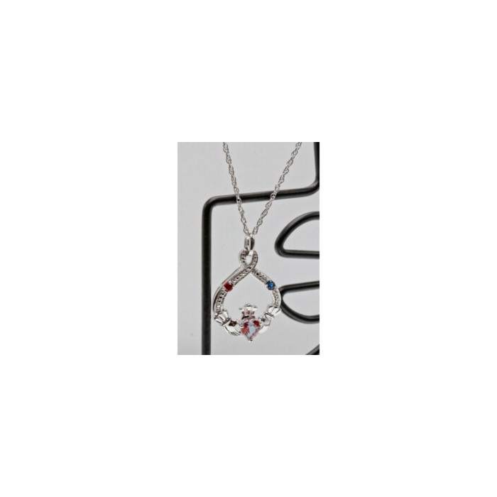 925 STERLING SILVER ALEXANDRITE, RUBELLITE & SAPPHIRE CHAIN WITH PENDANT