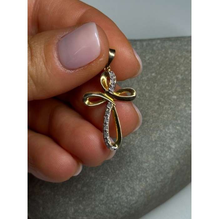 925 Sterling Silver Gold Plated Beryl Cross Length 32 Mm