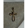 925 Sterling Silver Gold Plated Beryl Cross Length 32 Mm