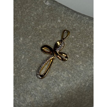 925 Sterling Silver Gold Plated Beryl Cross Length 32 Mm