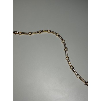 925 STERLING SILVER GOLD PLATED CZ HEARTS  BRACELET