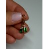 925 Sterling Silver Gold Plated Emerald & Beryl Earrings Length 25 Mm