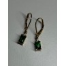 925 Sterling Silver Gold Plated Emerald & Beryl Earrings Length 25 Mm