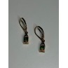 925 Sterling Silver Gold Plated Emerald & Beryl Earrings Length 25 Mm