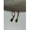 925 Sterling Silver Gold Plated Emerald & Beryl Earrings Length 25 Mm