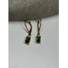 925 Sterling Silver Gold Plated Emerald & Beryl Earrings Length 25 Mm