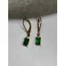 925 Sterling Silver Gold Plated Emerald & Beryl Earrings Length 25 Mm