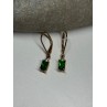 925 Sterling Silver Gold Plated Emerald & Beryl Earrings Length 25 Mm