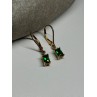 925 Sterling Silver Gold Plated Emerald & Beryl Earrings Length 25 Mm