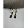 925 Sterling Silver Gold Plated Emerald & Beryl Earrings Length 25 Mm