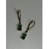 925 Sterling Silver Gold Plated Emerald & Beryl Earrings Length 25 Mm
