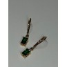 925 Sterling Silver Gold Plated Emerald & Beryl Earrings Length 25 Mm