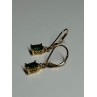 925 Sterling Silver Gold Plated Emerald & Beryl Earrings Length 25 Mm
