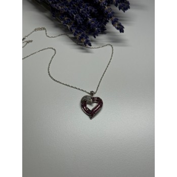 925 Sterling Silver Necklace Pink & White Spinel