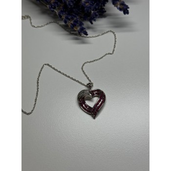 925 Sterling Silver Necklace Pink & White Spinel