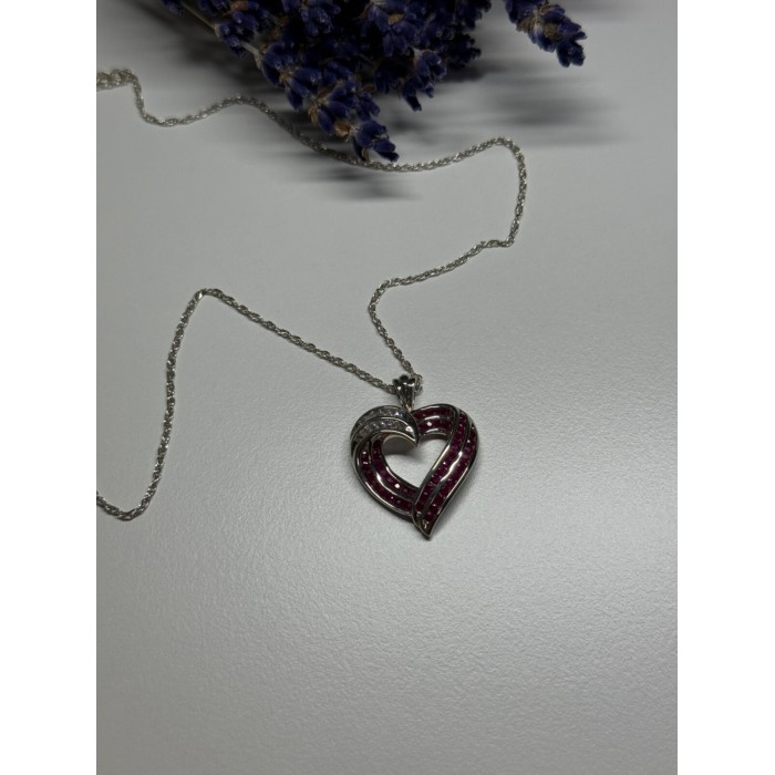 925 Sterling Silver Necklace Pink & White Spinel