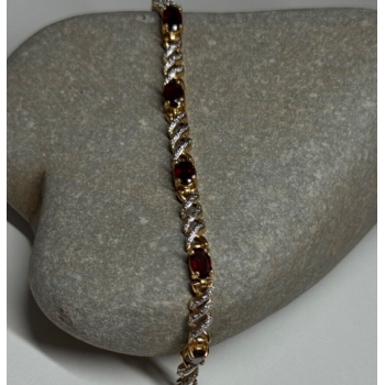 925 STERLING SILVER GOLD PLATED GARNET BRACELET