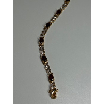 925 STERLING SILVER GOLD PLATED GARNET BRACELET