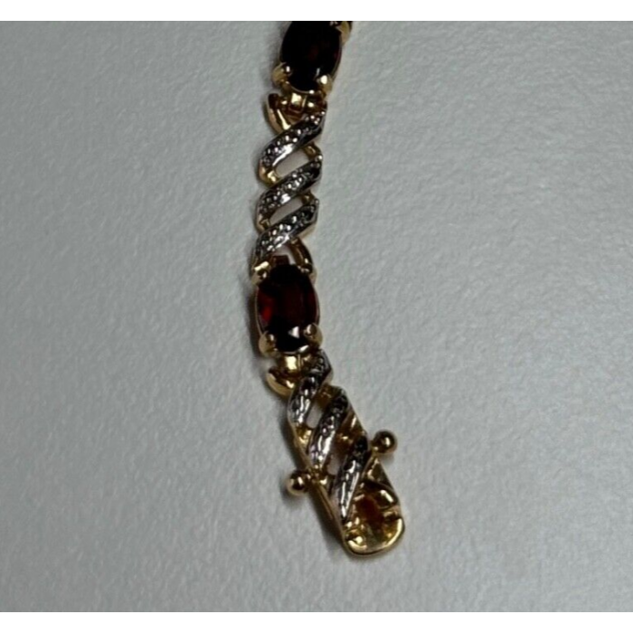 925 STERLING SILVER GOLD PLATED GARNET BRACELET
