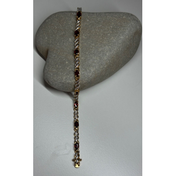 925 STERLING SILVER GOLD PLATED GARNET BRACELET