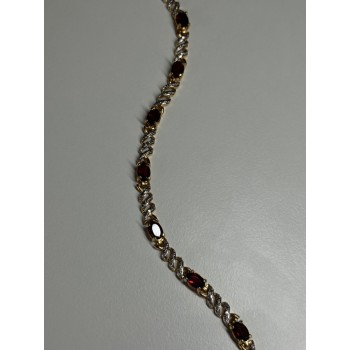 925 STERLING SILVER GOLD PLATED GARNET BRACELET