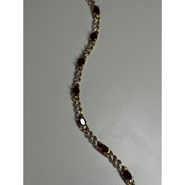 925 STERLING SILVER GOLD PLATED GARNET BRACELET