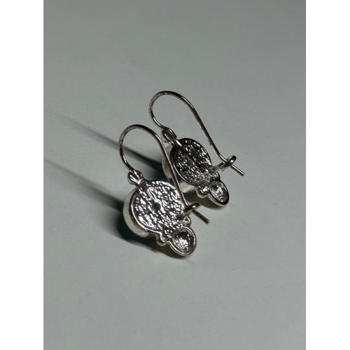 925 Sterling Silver Moon Stone Earrings Length 22 Mm