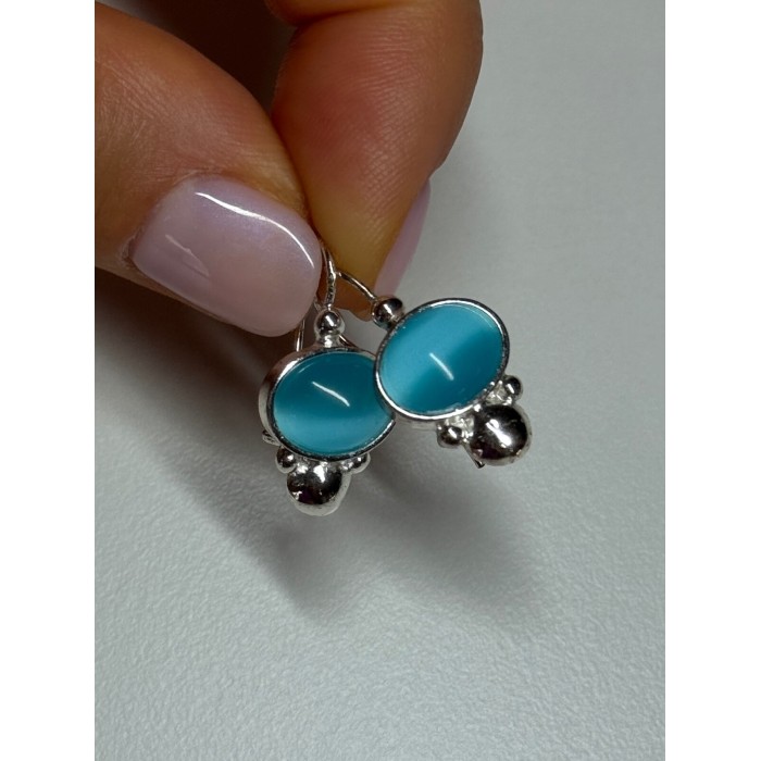 925 Sterling Silver Moon Stone Earrings Length 22 Mm