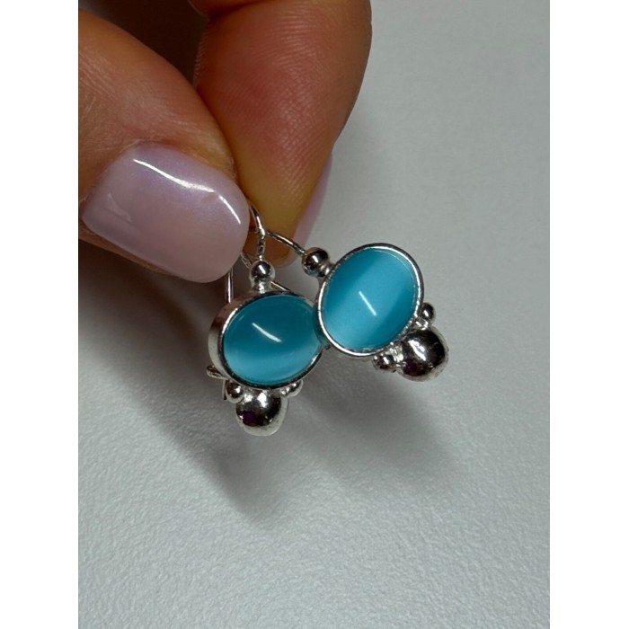 925 Sterling Silver Moon Stone Earrings Length 22 Mm