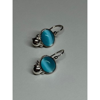 925 Sterling Silver Moon Stone Earrings Length 22 Mm