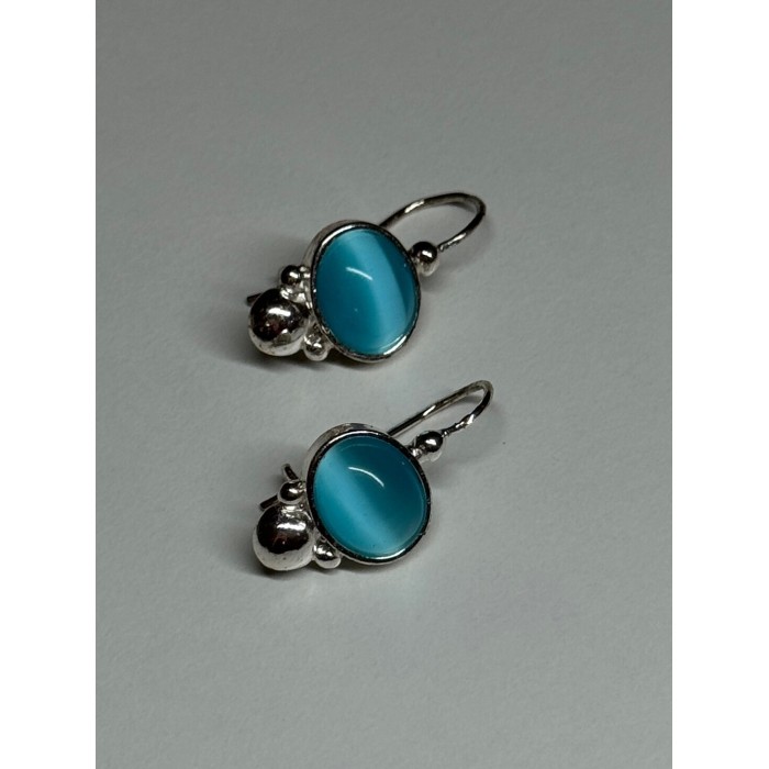 925 Sterling Silver Moon Stone Earrings Length 22 Mm