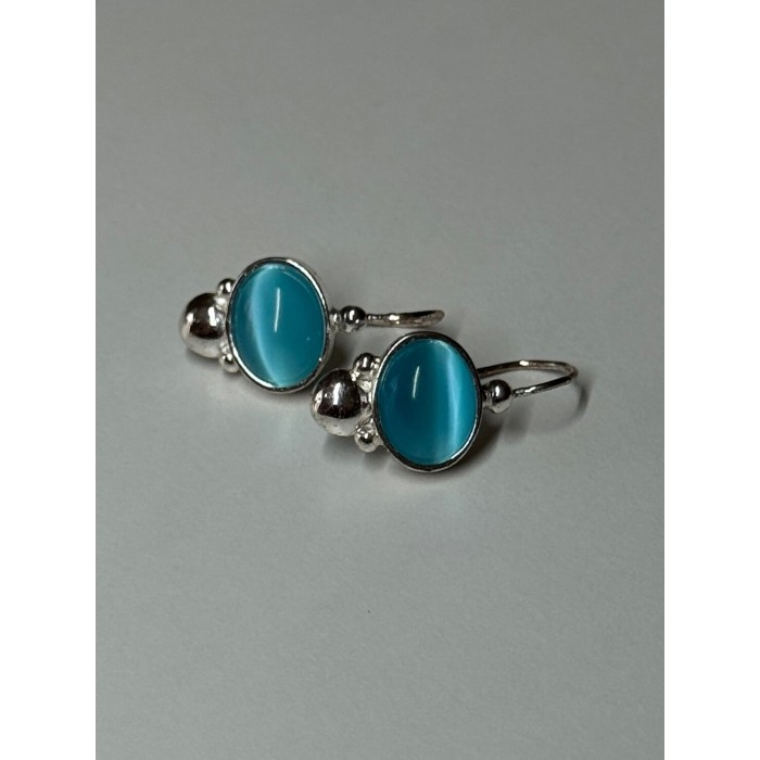 925 Sterling Silver Moon Stone Earrings Length 22 Mm