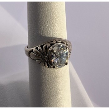 925 Sterling Silver & CZ Kbn Ring Size 4.5