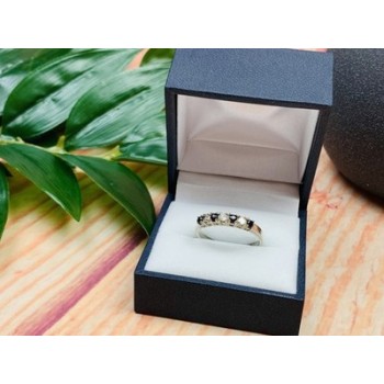 925 Sterling Silver Black Spinel & CZ Ring Size 8.5