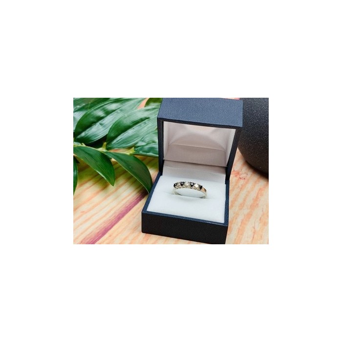 925 Sterling Silver Black Spinel & CZ Ring Size 8.5