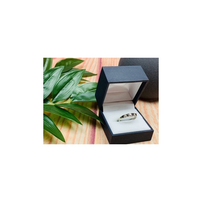 925 Sterling Silver Black Spinel & CZ Ring Size 8.5