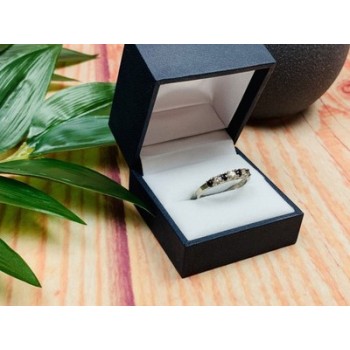 925 Sterling Silver Black Spinel & CZ Ring Size 8.5