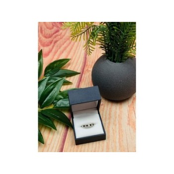 925 Sterling Silver Black Spinel & CZ Ring Size 8.5