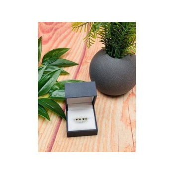 925 Sterling Silver Black Spinel & CZ Ring Size 8.5