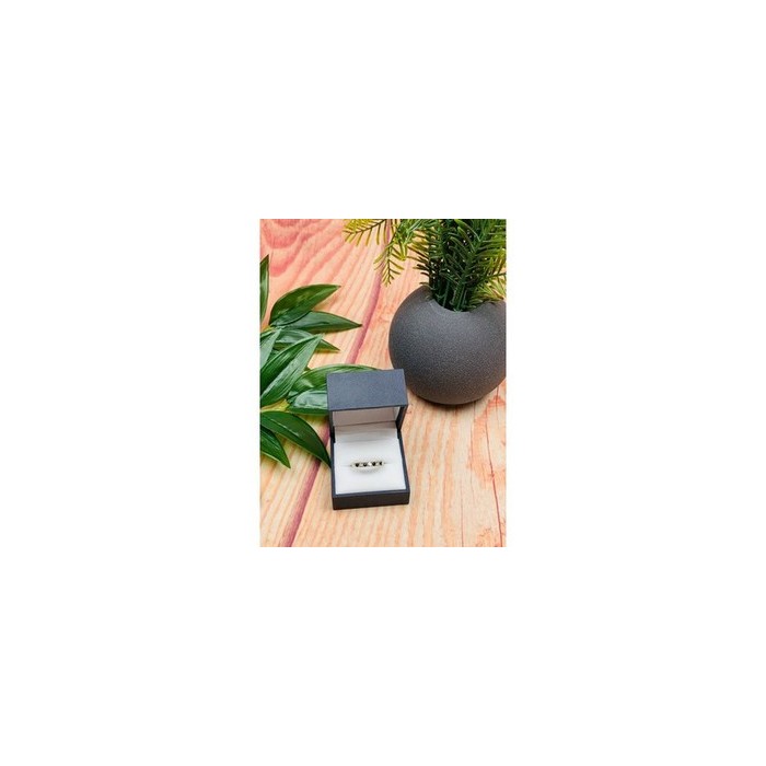 925 Sterling Silver Black Spinel & CZ Ring Size 8.5