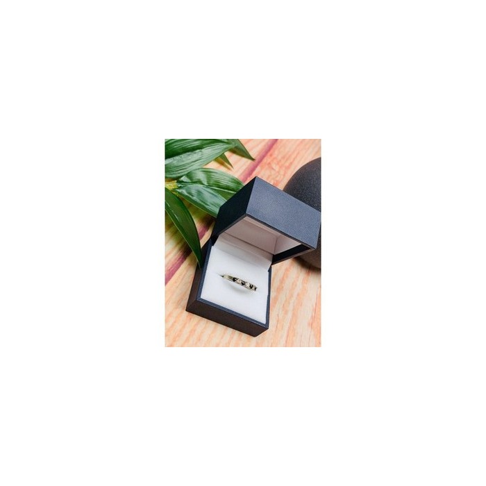 925 Sterling Silver Black Spinel & CZ Ring Size 8.5