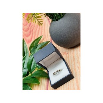 925 Sterling Silver Black Spinel & CZ Ring Size 8.5