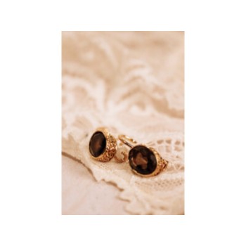 925 STERLING SILVER GOLD PLATED HESSONITE EARRINGS