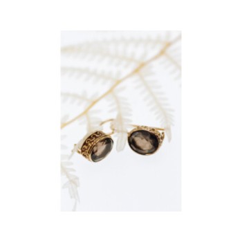 925 STERLING SILVER GOLD PLATED HESSONITE EARRINGS