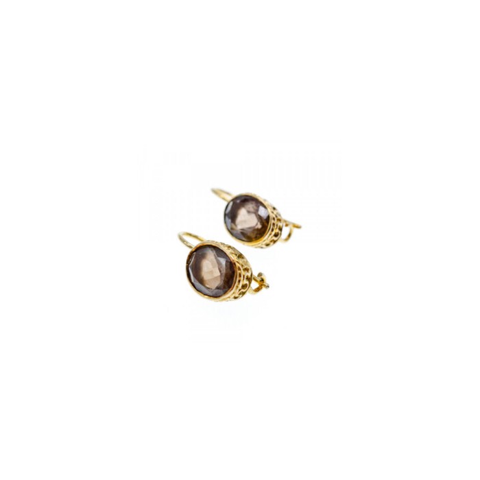 925 STERLING SILVER GOLD PLATED HESSONITE EARRINGS