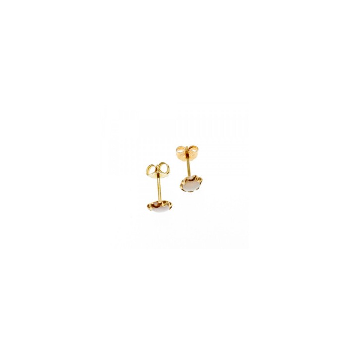 14K YELLOW GOLD WHITE OPAL EARRINGS