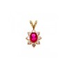14K YELLOW GOLD RUBY & WHITE TOPAZ PENDANT
