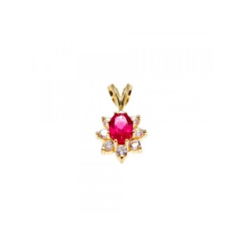 14K YELLOW GOLD RUBY & WHITE TOPAZ PENDANT