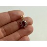 14K YELLOW GOLD RUBY & WHITE TOPAZ PENDANT